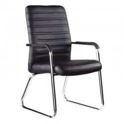 Guest chair Sefine pakoworld black pu-chrome leg 53x45x97cm