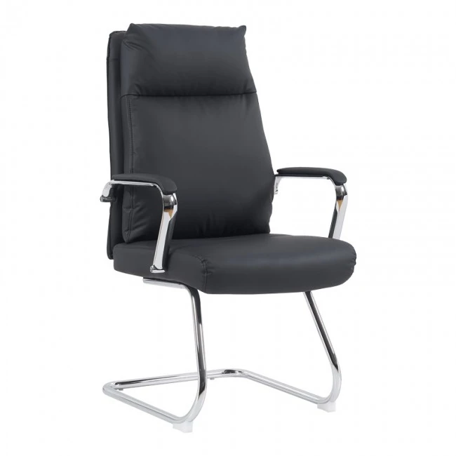 Visitor chair Siquel I pakoworld pu in black color 58x62x105cm