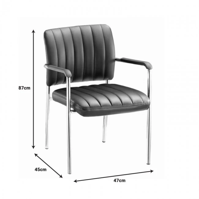 Cazen stackable guest chair pakoworld black pu-chrome leg 55x49x84cm