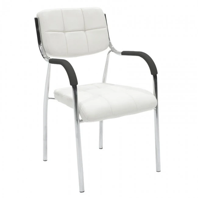 Stackable guest chair Otlen pakoworld white pu-chrome leg 47x45x87cm