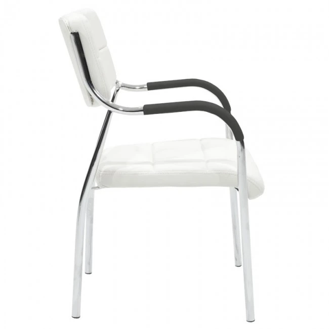 Stackable guest chair Otlen pakoworld white pu-chrome leg 47x45x87cm
