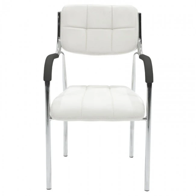 Stackable guest chair Otlen pakoworld white pu-chrome leg 47x45x87cm