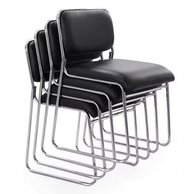 Guest stackable chair Randin pakoworld black pu-chrome leg 42x44x77cm