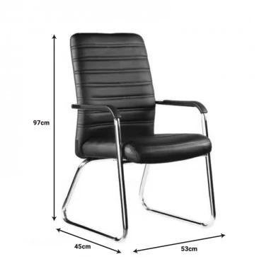 Guest chair Sefine pakoworld black pu-chrome leg 53x45x97cm