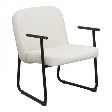 Vindor pakoworld armchair cream fabric with black metal leg 65x68.5x79.5cm