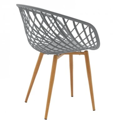 Armchair Ezra pakoworld grey pp-natural metal leg 63x55x83cm