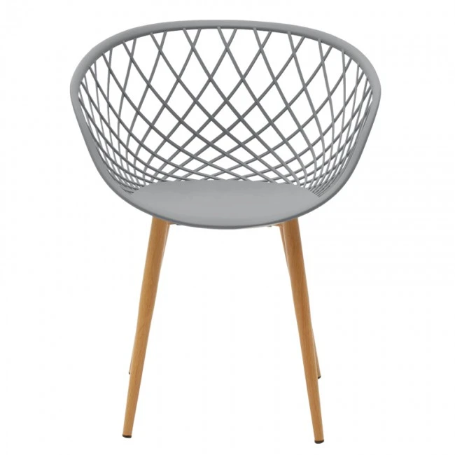 Armchair Ezra pakoworld grey pp-natural metal leg 62x42x82cm