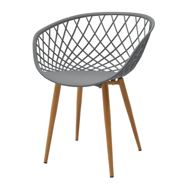 Armchair Ezra pakoworld grey pp-natural metal leg 62x42x82cm