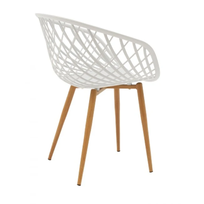 Armchair Ezra pakoworld white pp-natural metal leg 62x42x82cm