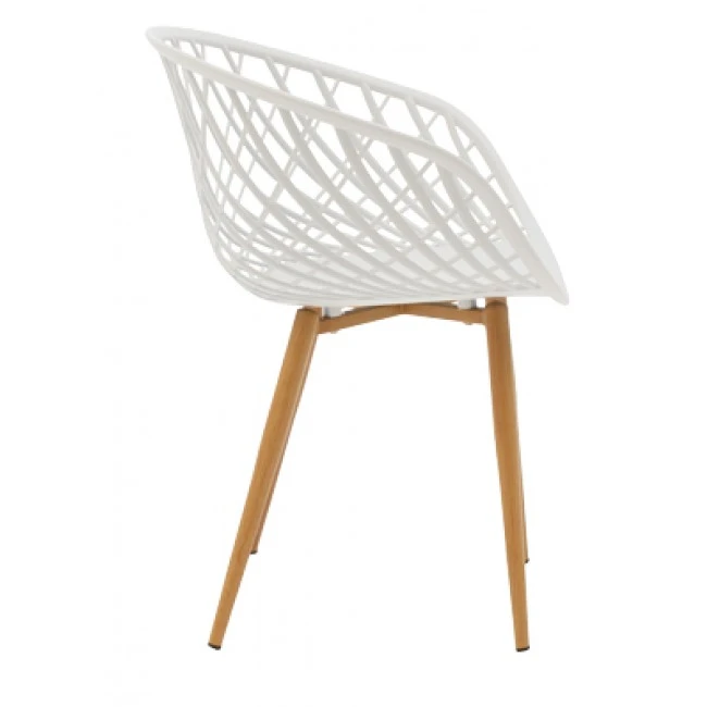 Armchair Ezra pakoworld white pp-natural metal leg 62x42x82cm