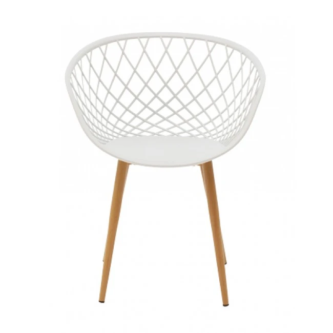 Armchair Ezra pakoworld white pp-natural metal leg 62x42x82cm