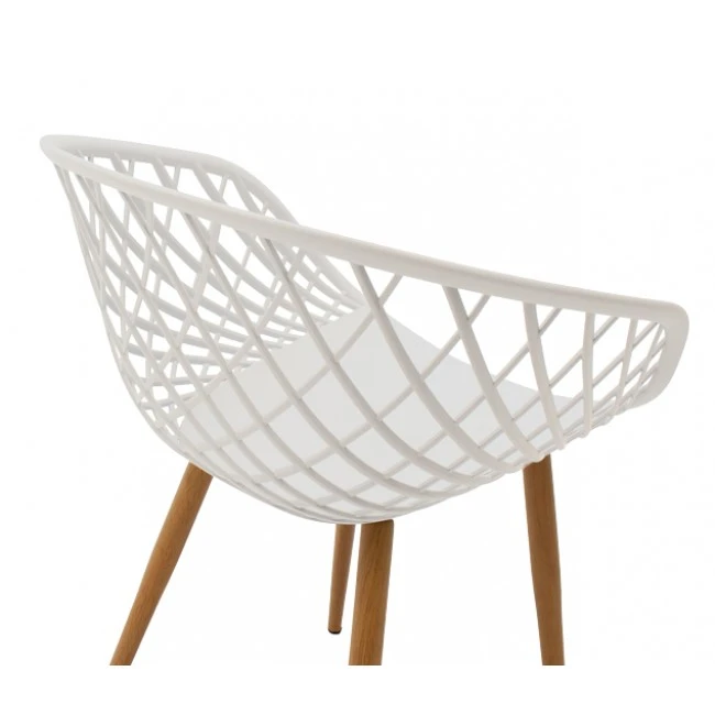 Armchair Ezra pakoworld white pp-natural metal leg 62x42x82cm