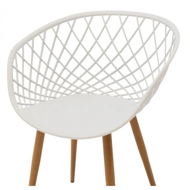 Armchair Ezra pakoworld white pp-natural metal leg 62x42x82cm