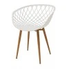Armchair Ezra pakoworld white pp-natural metal leg 62x42x82cm