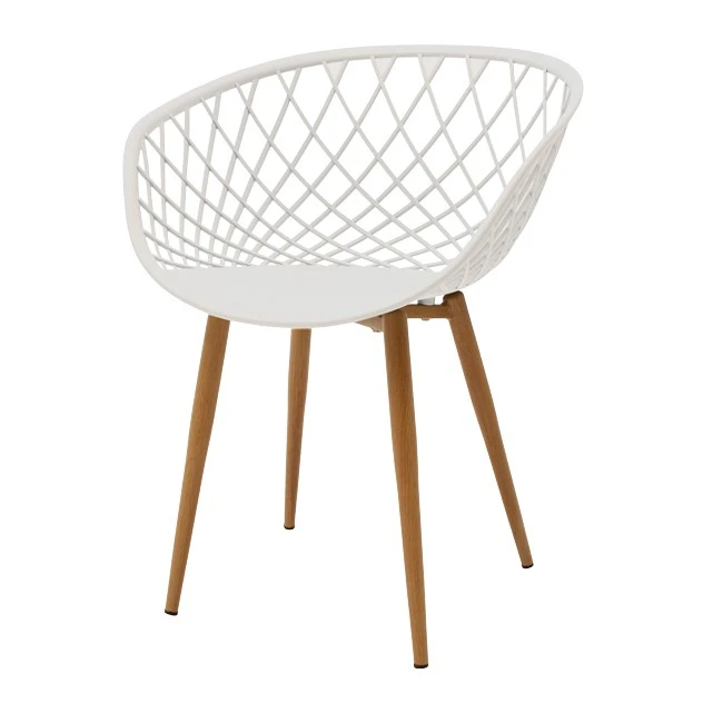 Armchair Ezra pakoworld white pp-natural metal leg 62x42x82cm