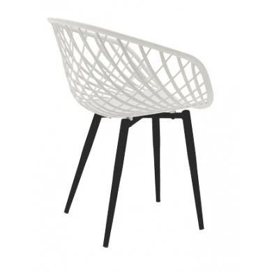 Armchair Ezra pakoworld white pp-black metal leg 63x55x83cm