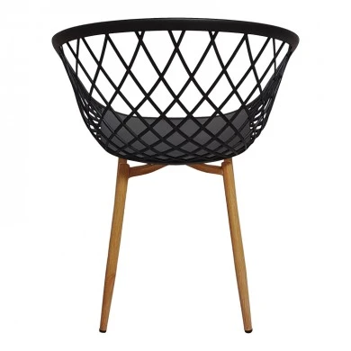 Armchair Ezra pakoworld black pp-natural metal leg 63x55x83cm