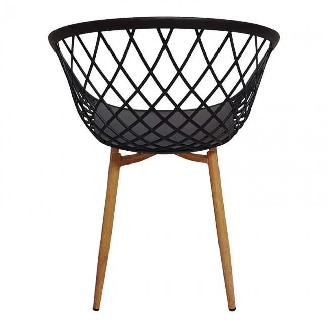 Armchair Ezra pakoworld black pp-natural metal leg 62x42x82cm