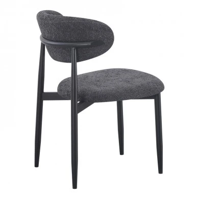 Καρέκλα Folegio pakoworld μπουκλέ σε ανθρακί απόχρωση με μαύρα πόδια 50x57x79.5εκ