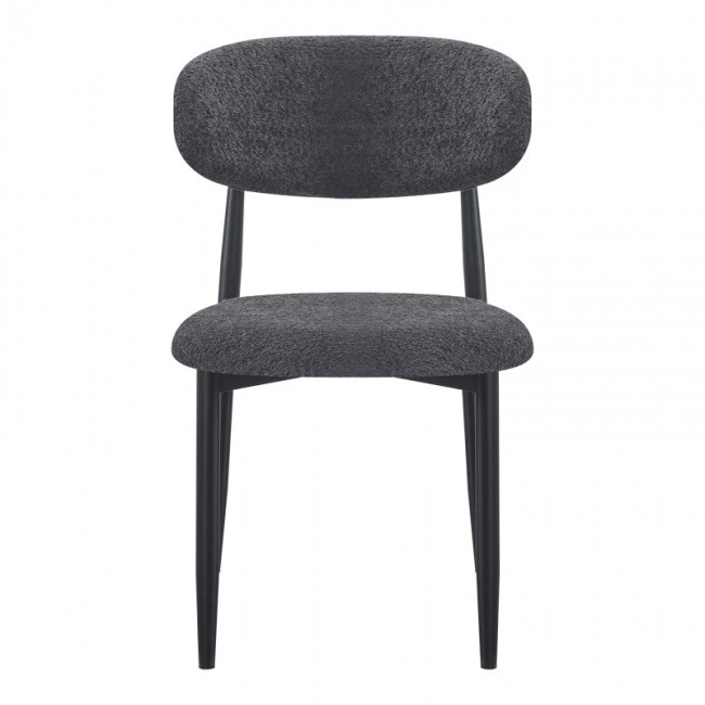 Καρέκλα Folegio pakoworld μπουκλέ σε ανθρακί απόχρωση με μαύρα πόδια 50x57x79.5εκ