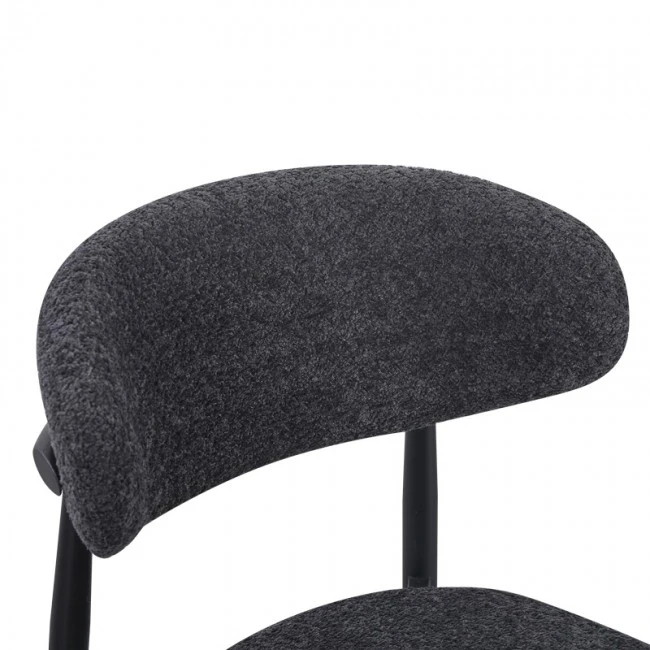 Καρέκλα Folegio pakoworld μπουκλέ σε ανθρακί απόχρωση με μαύρα πόδια 50x57x79.5εκ