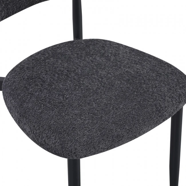 Καρέκλα Folegio pakoworld μπουκλέ σε ανθρακί απόχρωση με μαύρα πόδια 50x57x79.5εκ