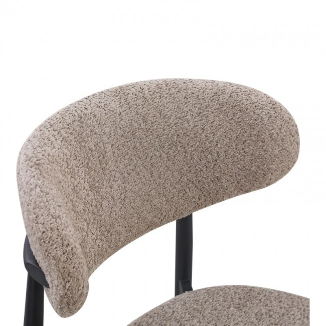 Καρέκλα Folegio pakoworld μπουκλέ σε γκρι απόχρωση με μαύρα πόδια 50x57x79.5εκ