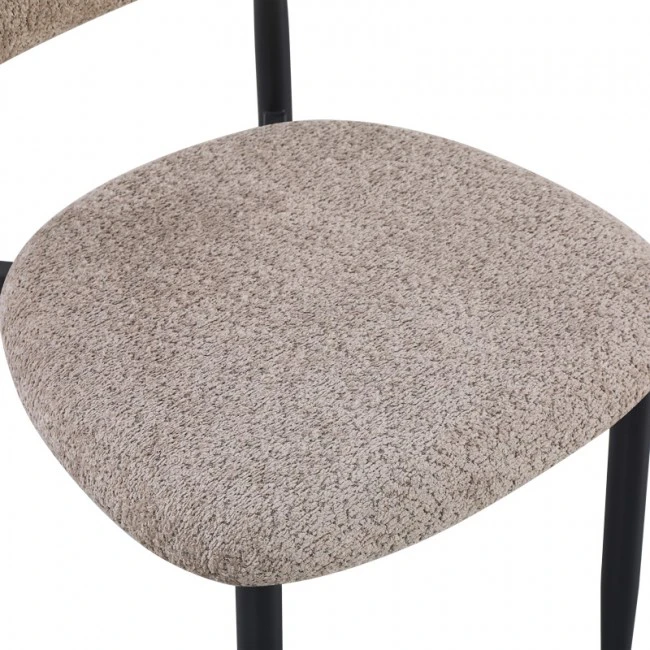 Καρέκλα Folegio pakoworld μπουκλέ σε γκρι απόχρωση με μαύρα πόδια 50x57x79.5εκ