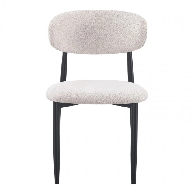 Καρέκλα Folegio pakoworld μπουκλέ σε κρεμ απόχρωση με μαύρα πόδια 50x57x79.5εκ