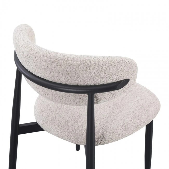 Καρέκλα Folegio pakoworld μπουκλέ σε κρεμ απόχρωση με μαύρα πόδια 50x57x79.5εκ