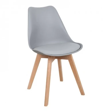 Gaston chair pakoworld PP-PU light grey color - natural leg 43x51x75cm