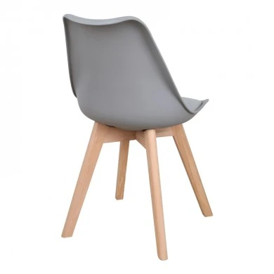 Gaston chair pakoworld PP-PU light grey color - natural leg 43x51x75cm