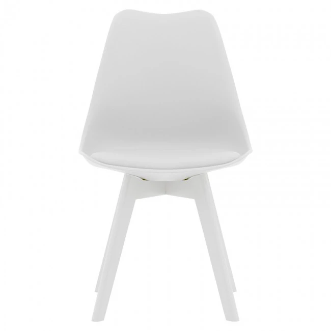 Καρέκλα Gaston pakoworld PP-PU λευκό-πόδι ξύλο λευκό 43x51x75εκ