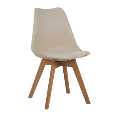 Καρέκλα Gaston pakoworld pp-pu σε cappuccino απόχρωση με ξύλινο πόδι σε φυσική απόχρωση 48.5x53.5x83εκ