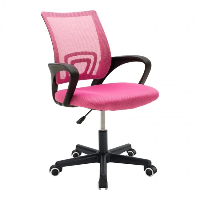 Berto II pakoworld office chair with mesh fabric in pink-black shade 60x48x85-95cm