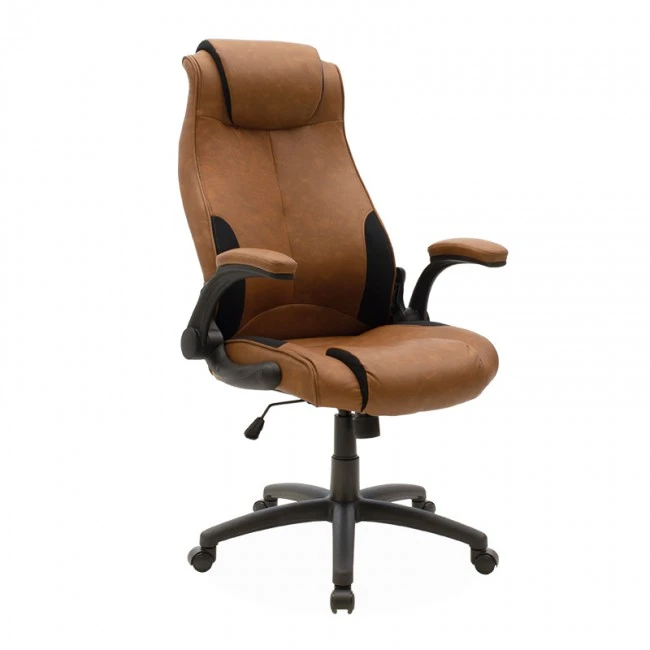 Manager office chair Bear pakoworld with pu brown tabac antique-black colour