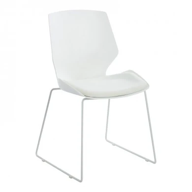 Visitor office chair Genuine pakoworld white pp with ivory color cushion 47x52x85cm