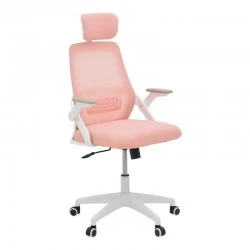 Office chair Peja pakoworld fabric mesh pink-frame white 58x60x107-117cm