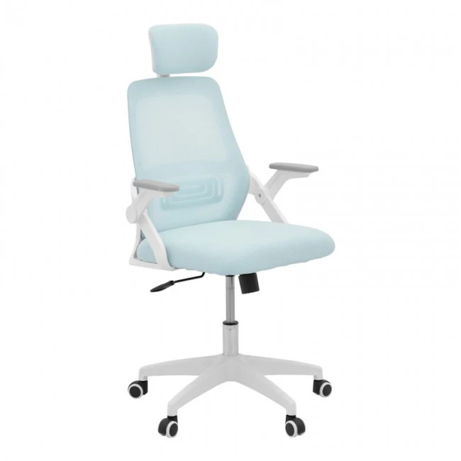 Office chair Peja pakoworld fabric mesh light blue-frame white 58x60x107-117cm