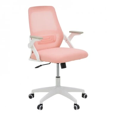 Office chair Reji pakoworld fabric mesh pink-frame white 58x60x89-99cm