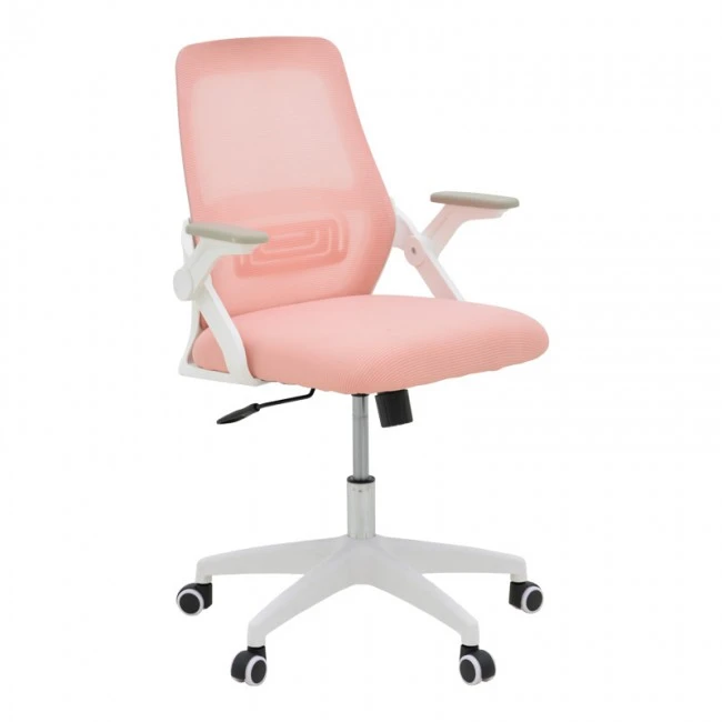 Office chair Reji pakoworld fabric mesh pink-frame white 58x60x89-99cm