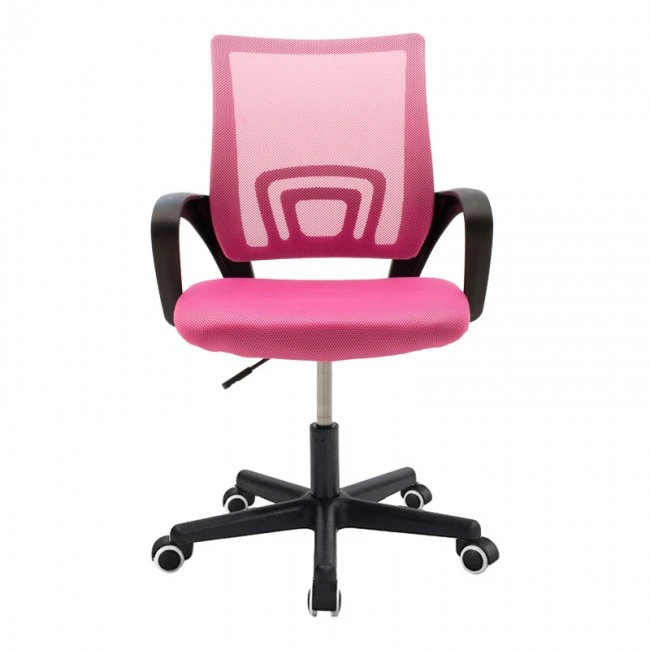Berto II pakoworld office chair with mesh fabric in pink-black shade 60x48x85-95cm