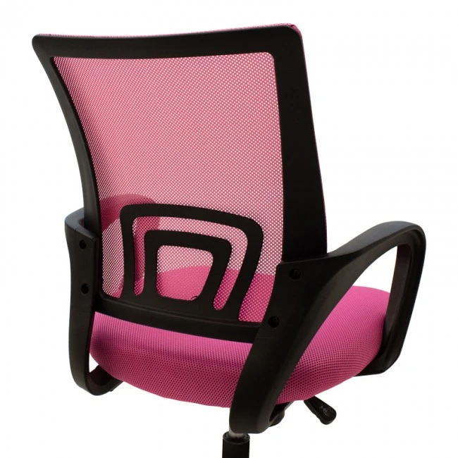 Berto II pakoworld office chair with mesh fabric in pink-black shade 60x48x85-95cm