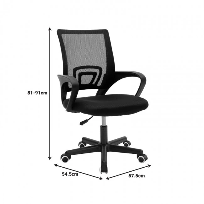 Berto II pakoworld office chair with mesh fabric in pink-black shade 60x48x85-95cm