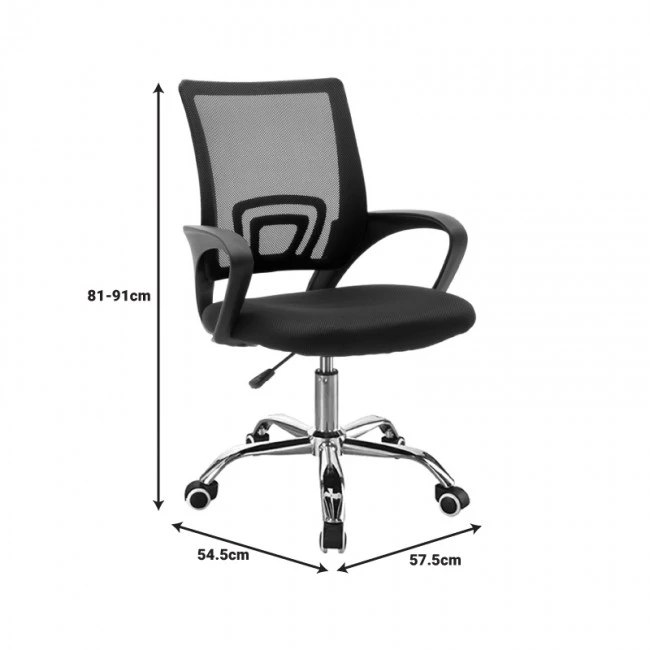 Berto II pakoworld office chair recline with mesh fabric in black shade 60x48x85-95cm