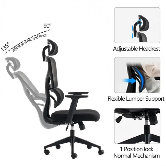 Cadrey pakoworld mesh black manager&#039;s office chair 67x64x120-128cm