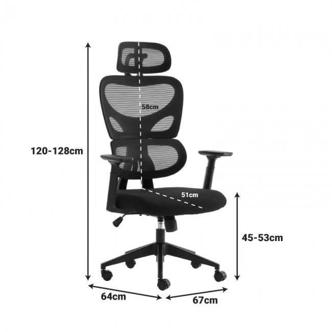 Cadrey pakoworld mesh black manager&#039;s office chair 67x64x120-128cm