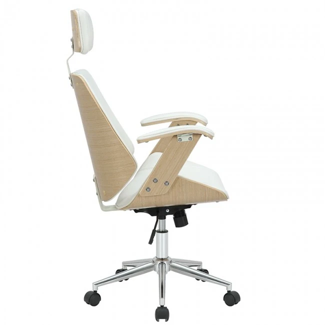 Manager office chair Fern pakoworld PU white-natural wood