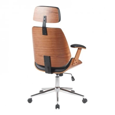 Fetseno pakoworld director&#039;s office chair black pu-chrome base 53x56x113.5-123.5cm