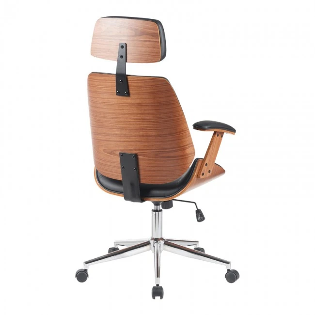 Fetseno pakoworld director&#039;s office chair black pu-chrome base 53x56x113.5-123.5cm